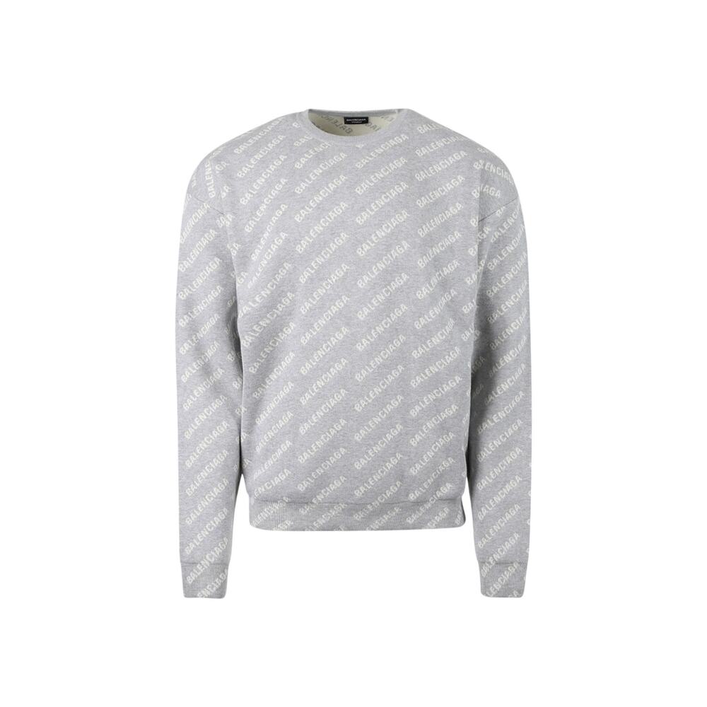 Balenciaga Branded Grey Mini Allover Logo Size XS Sweater
